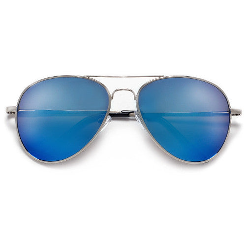 Polarized 56mm Color Mirrored Silver Sleek Classic Aviator - Sunglass Spot