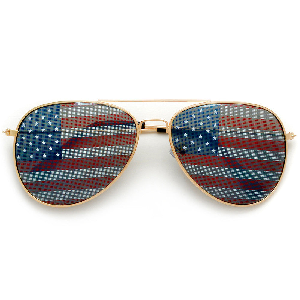 Patriotic U.S. Flag Aviator Sunglasses