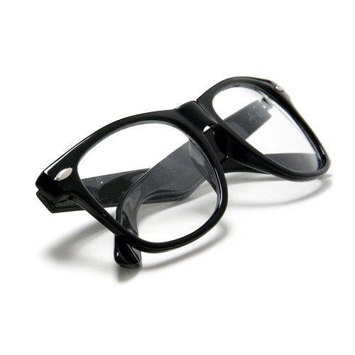 2 Pack Classic Black Horn Rimmed Clear Lens 80s Classic Eyewear