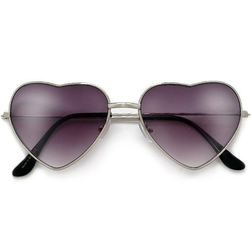 Adorable 58mm Metal Heart Frame Sunglasses - Sunglass Spot