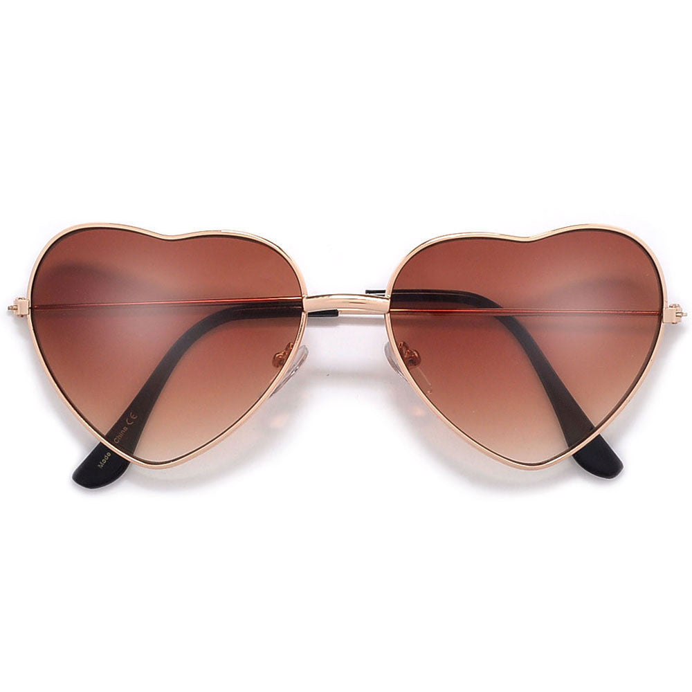 Adorable 58mm Metal Heart Frame Sunglasses - Sunglass Spot