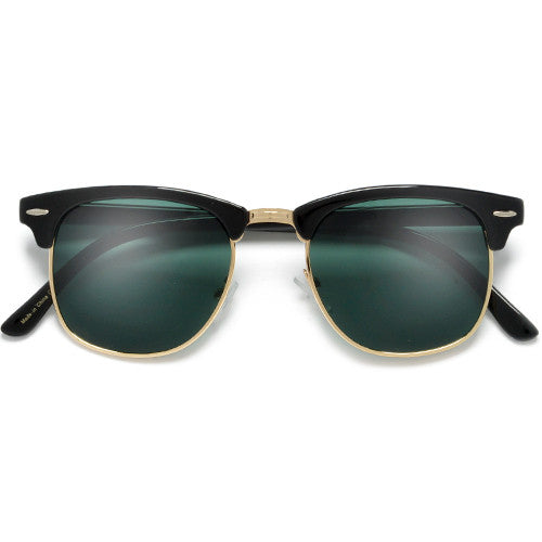 Retro Half Frame Semi-Rimless Colored Lens Half Frame Sunglasses - Sunglass Spot