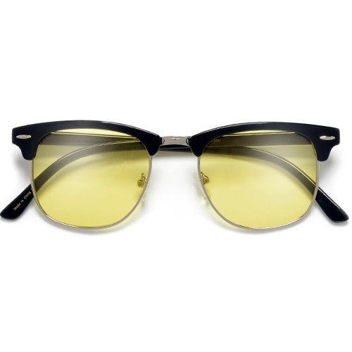Retro Half Frame Semi-Rimless Colored Lens Half Frame Sunglasses - Sunglass Spot