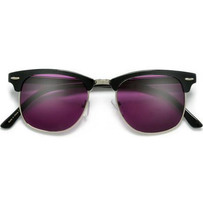 Retro Half Frame Semi-Rimless Colored Lens Half Frame Sunglasses - Sunglass Spot