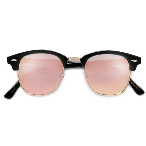 Colorful Reflective Mirrored Lens Classic Half Frame Sunglasses - Sunglass Spot