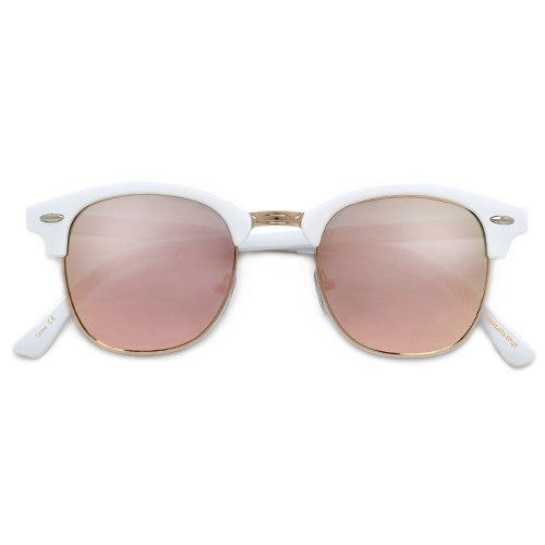 Colorful Reflective Mirrored Lens Classic Half Frame Sunglasses - Sunglass Spot