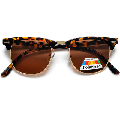 Polarized Retro Half Frame Semi-Rimless Sunglasses - Sunglass Spot